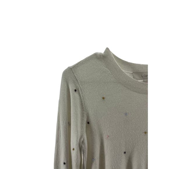 Ann Taylor LOFT White Polka Dot Pullover Sweater Women's Size Small - Picture 2 of 9